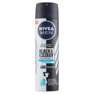 NIVEA MEN INVISIBLE BLACK&WHITE DEO SPRAY FRESH 150ML