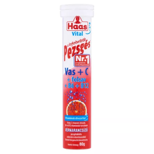 HAAS PEZSGŐTABLETTA VAS+C VITAMIN 80G
