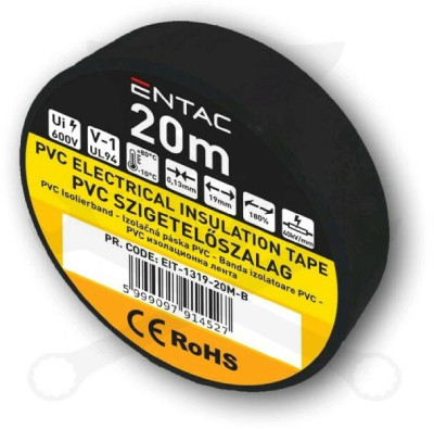 ENTAC SZIGETELŐ SZALAG FEKETE 0,13x19MM 20M