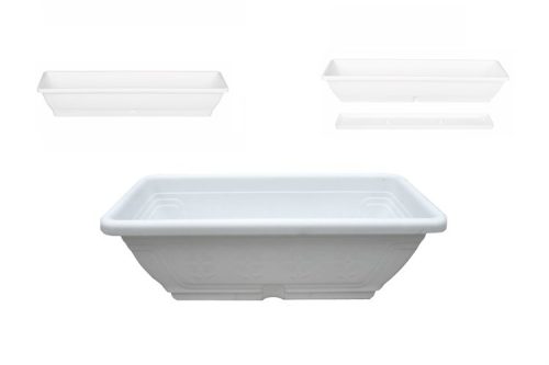 VIRÁGLÁDA+ALÁTÉT FEHÉR 80CM 16L 1DB