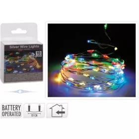 (KAR) KARÁCSONYI FÜZÉR ELEMES  10LED 1M MULTI COLOR 1DB