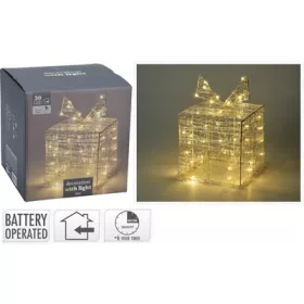 (KAR) KARÁCSONYI DOBOZ KÜLTÉRI WARM 30LED 15CM 1DB
