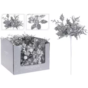 (KAR) KARÁCSONYI VIRÁG PICK 20CM EZÜST 20CM 1DB