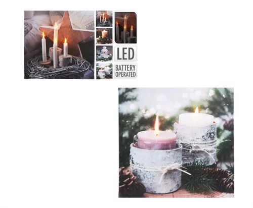 (KAR) KARÁCSONYI KÉP LED-ES 30X30CM 4FÉLE 1DB