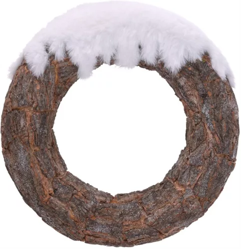(KAR) KARÁCSONYI KOSZORÚ KÉREG+SZŐRME 31CM 1DB