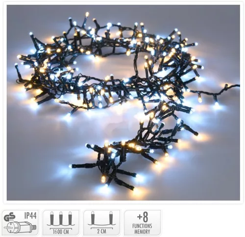 (KAR) KARÁCSONYI FÜZÉR KÜLTÉRI 800LED 16+3M WARMWHITE 1DB