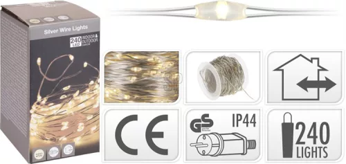 (KAR) KARÁCSONYI FÜZÉR KÜLTÉRI 240LED 23,9M WARMWHITE 1DB