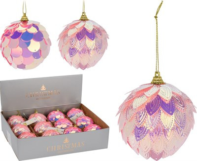 (KAR) KARÁCSONYI GÖMB POLIFOAM PINK SZÍNVÁLTÓS 8CM 1DB