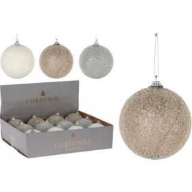 (KAR) KARÁCSONYI GÖMB GLITTERES GYÖNGYÖS 8CM 1DB