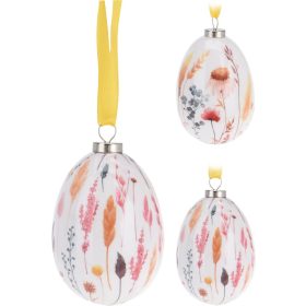(HÚSV) HÚSVÉTI TOJÁS FÜGGŐDÍSZ VIRÁGOS 10CM 1DB