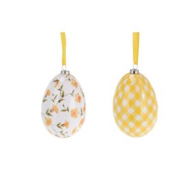 (HÚSV) HÚSVÉTI TOJÁS FÜGGŐDÍSZ SÁRGA 6CM 2DB 1DB