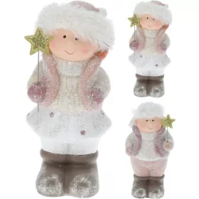 (KAR) KARÁCSONYI FIGURA FIÚ-LÁNY RÓZSA 16CM   1DB