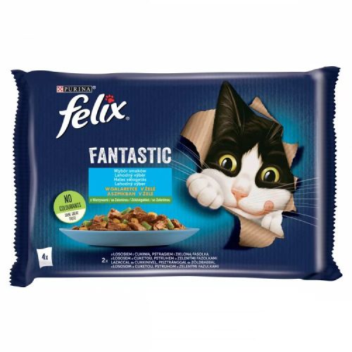 FELIX FANTASTIC MACSKAE.LAZAC CUKKINI.PISZTRÁNG ZÖLDB.ASZPIKBAN 4X85G