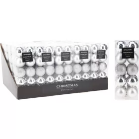 (KAR) KARÁCSONYFADÍSZ GÖMB EZÜST 40MM CAN300510 20DB
