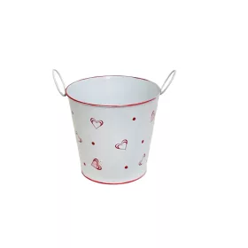   KASPÓ BÁDOG FEHÉR SZÍVECSKÉS 140-B-22-60/L D18/13XH16,5CM 1DB