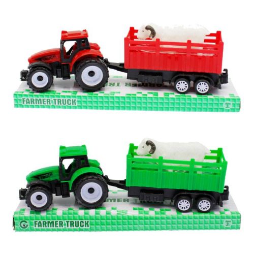 TRAKTOR PÓTKOCSI TEHÉN BÁRÁNY 2 SZÍN SZABADONFUTÓ JA7982 1DB