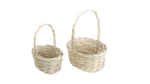 FLORENTIN VESSZŐKOSÁR OVÁL FEHÉR S/2 17-2-12 25X20XH11/32CM 2DB 1CS