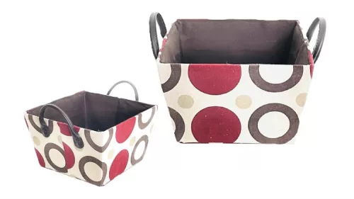 DOBOZ TEXTIL PIROS PÖTTYÖS 14-L-39/M D25,5X25,5XH15CM 1DB