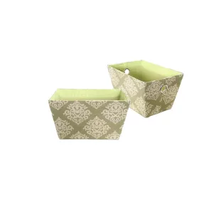 DOBOZ TEXTIL ZÖLD MINTÁS 55-L-108 35X25XH20CM 1DB