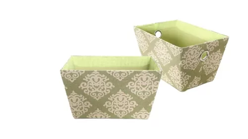 DOBOZ TEXTIL ZÖLD MINTÁS 55-L-108 35X25XH20CM 1DB