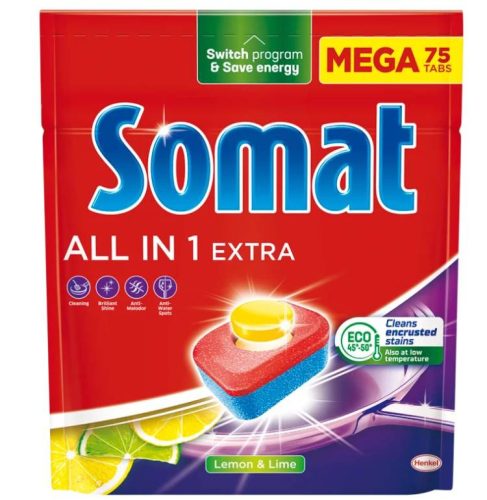 SOMAT ALL IN1 EXTRA MOSOGATÓGÉP TABLETTA LEMON&LIME 75DB