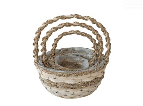 KOSÁR RATTAN FONOTT FÜLES KEREK SZETT 54-201 D26*H15/34CM 3DB 1CS