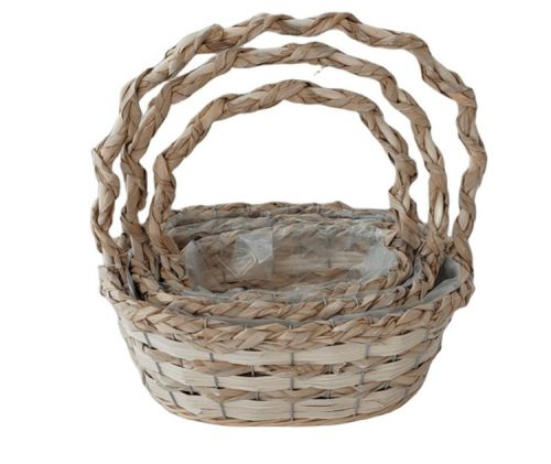 KOSÁR RATTAN FONOTT FÜLES OVÁL SZETT 54-202-31*24*H12/34CM 3DB 1CS