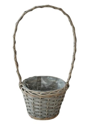 KOSÁR RATTAN FONOTT FÜLES KEREK SZÜRKE 54-107-D22*H16/51CM 1DB
