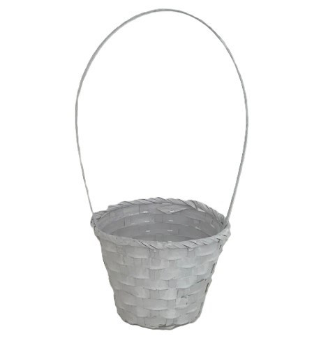 KOSÁR RATTAN BAMBUSZ FLOR.FEHÉR 66-38/W-D13*H9,5/29CM 1DB