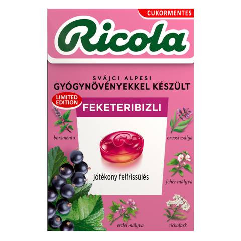 RICOLA CUKORKA FEKETERIBIZLI 40G