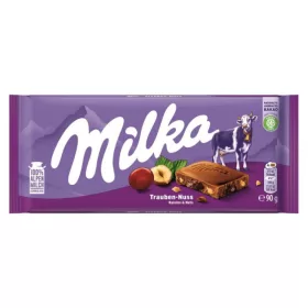 MILKA TÁBLÁS CSOKOLÁDÉ MAZSOLA-MOGYORÓ 90G
