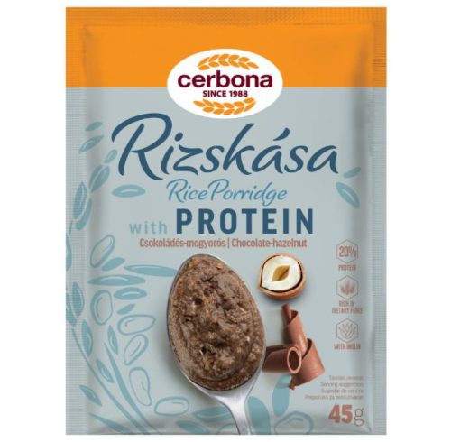 CERBONA RIZSKÁSA CSOKOLÁDÉS MOGYORÓS PROTEINBEN GAZDAG 45G
