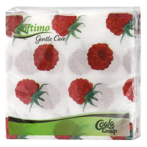 SOFTIMO GENTLE CARE SZALVÉTA MÁLNA MINTÁS 34X34CM 1RÉTEGŰ 45DB
