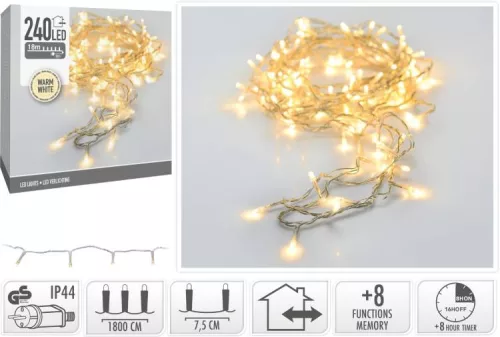 (KAR) KARÁCSONYI ÉGŐSOR MELEG FEHÉR KÜLTÉRI 240LED AX8451840 1DB