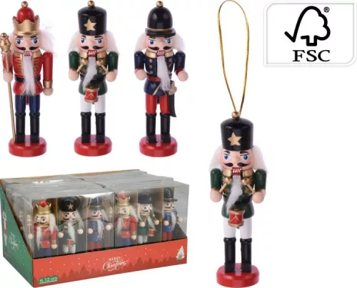 (KAR) KARÁCSONYI FÜGGŐ DEKORÁCIÓ DIÓTÖRŐ 12CM GR9121110 3DB