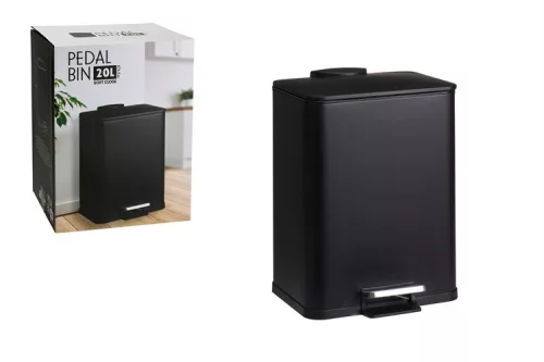 SZEMETES PEDÁLOS FÉM SZÖGLETES FEKETE 20L 1DB