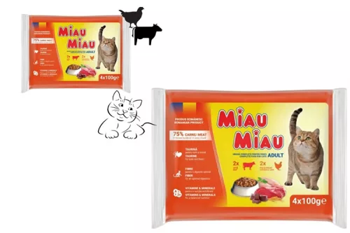 MIAU MIAU MACSKAELEDEL NEDVES MIX CSIRKE-MÁJ-MARHA 4X100G