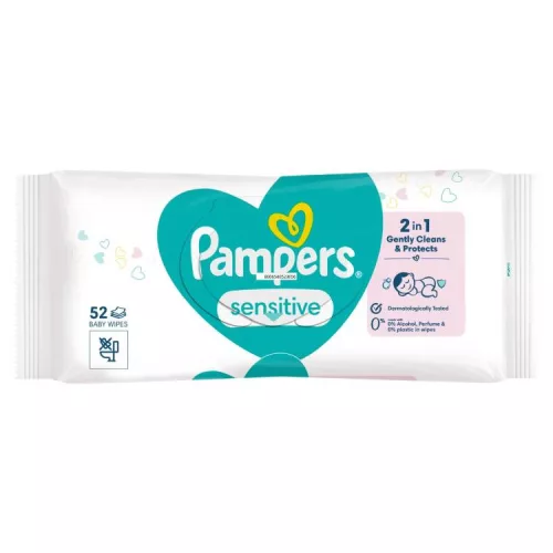 PAMPERS SENSITIVE NEDVES TÖRLŐKENDŐ 0%PLASTIC 52DB