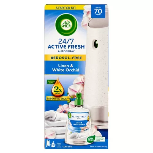 AIRWICK ACTIVE FRESH LÉGFRISSÍTŐ SZETT LINEN WHITE ORCHIDEA 228ML