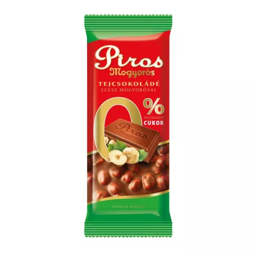 PIROS MOGYORÓS CSOKOLÁDÉ TEJ 0 % CUKOR 70G