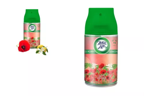 MISS LIFE LÉGFRISSÍTŐ UTÁNTÖLTŐ KÉSZÜLÉKHEZ RED POPPY-LEMON CITRU.250ML
