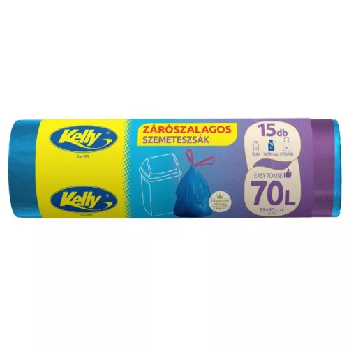 KELLY SZEMETESZSÁK HÚZÓZÁRAS 70L 15DB