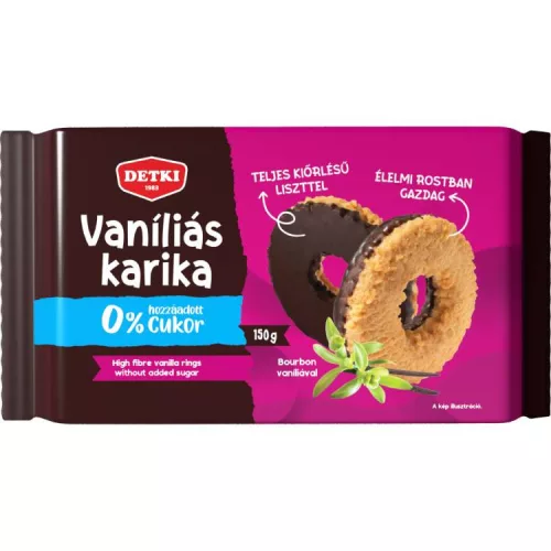DETKI VANÍLIÁS KARIKA HOZZÁADOTT CUKOR NÉLKÜL ÉTBEVONÓVAL 150G