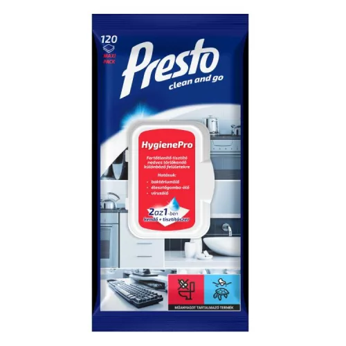 PRESTO HYGIENE PRO TÖRLŐKENDŐ ANTIBAKTERIÁLIS UNIVERZÁLIS 120DB
