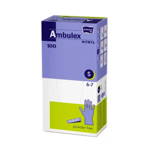 AMBULEX NITRIL KESZTYŰ LILA "S" PÚDERMENTES 100DB
