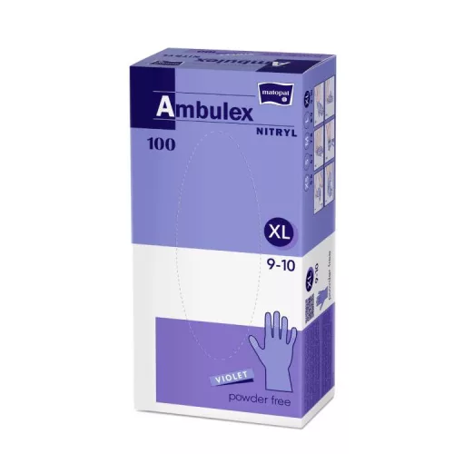 AMBULEX NITRIL KESZTYŰ LILA "XL" PÚDERMENTES 100DB