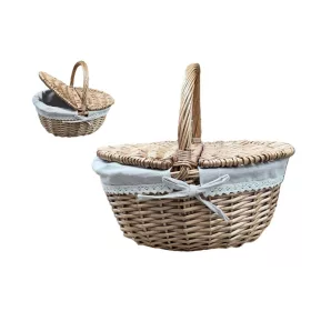   VESSZŐKOSÁR PIKNIK TEXTILLEL NATÚR 40X30X19X35CM 68-61/P 1DB
