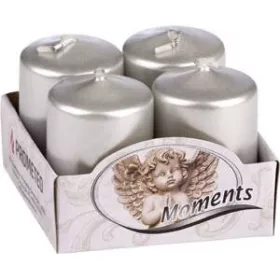 (KAR) ADVENTI GYERTYA 60MM METÁL EZÜST 4DB