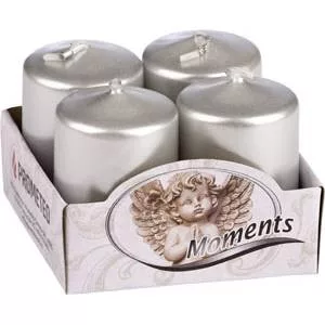 (KAR) ADVENTI GYERTYA 60MM METÁL EZÜST 4DB