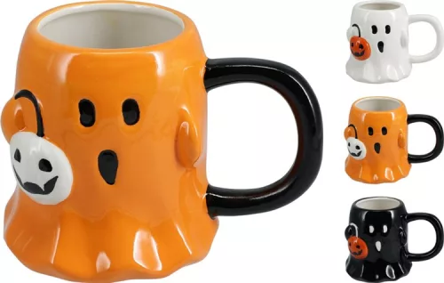 (HALLOWEEN) BÖGRE PORCELÁN SZELLEM DEKOR 440ML 170497890 (12/GY_24/#)